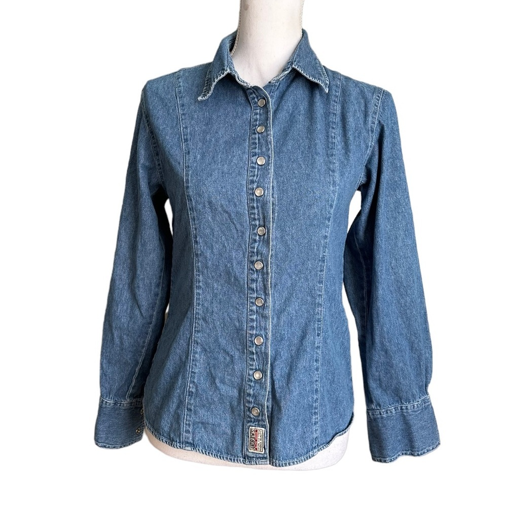 Andrews Jeans 💯% Cotton Collared Long Sleeve Denim Top Size Medium